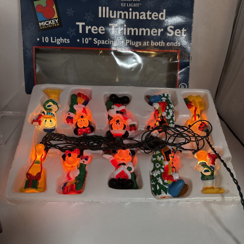 Mickey Unlimited 10 Lights Mickey and Friends Tree Trimmer Set in Box Disney